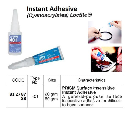 812787-GLUE CYANOACRYLATE LOCTITE 401, INSENSITIVE INSTANT 20GRM