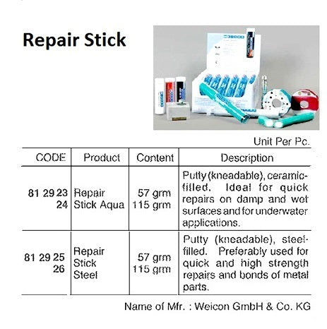 812924-REPAIR STICK CERAMIC-FILLED, WEICON AQUA 115 GRM