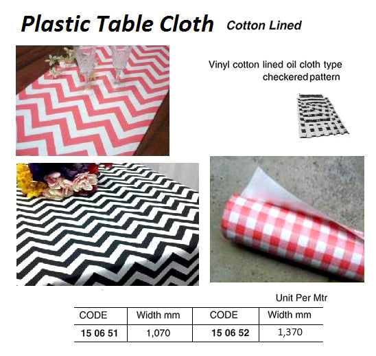 150651-TABLE CLOTHING PLASTIC COTTON, LINED WIDTH 1200MM