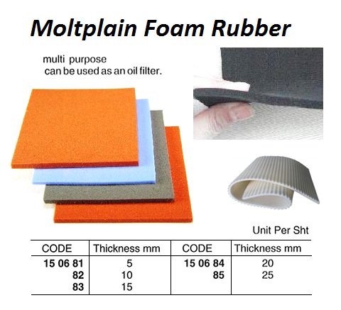 150682-FOAM RUBBER SHEET MOLTPLAIN, 10MM 1X2MTR