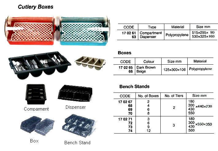 170265-CUTLERY BOX POLYPROPYLENE, 125X300X106MM DARK BROWN