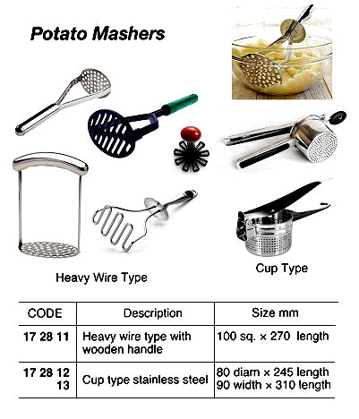 172812-POTATO MASHER CUP TYPE, STAINLESS STEEL 80MM DIAM