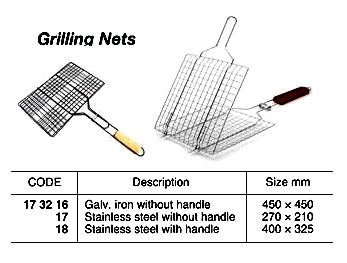 173218-NET GRILLING STAINLESS STEEL, WITH HANDLE 450X325MM