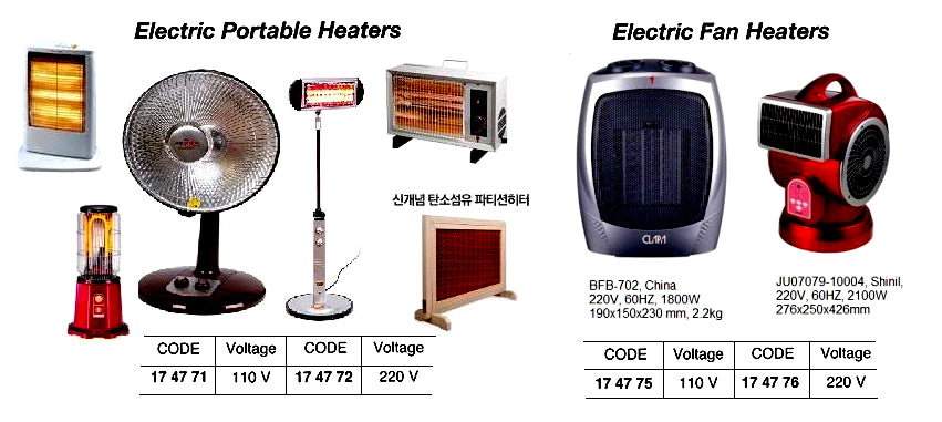 174772-HEATER PORTABLE ELECTRIC 220V