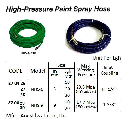 270429-TETRAFLEX High Pressure Nylon Paint Spray Hose, diameter 3/8?, length 10 m