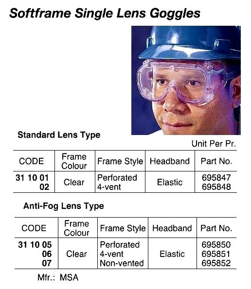 311002-EYE PROTECTION CHIPPING GOGGLE CE 539 EN166 CLIMAX