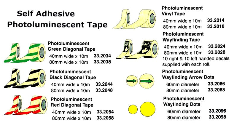 332034-TAPE PHOTOLUMINESCENT, GREEN DIAGONAL 40MMX10M