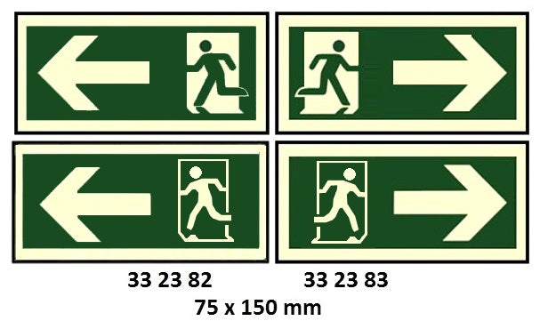 332383-SIGN FOR LLL EXIT/ARROW HORIZ, (R) 50X100MM 10?S/PKT