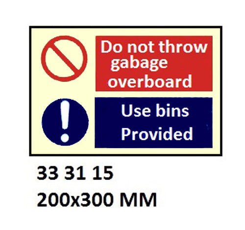 333115-WHITE VINYL SIGN COMBINATION, DO NOT THROW #3115 200X300MM