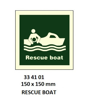 334101-SAFETY SIGN RESCUE BOAT, 150X150MM (IMO)