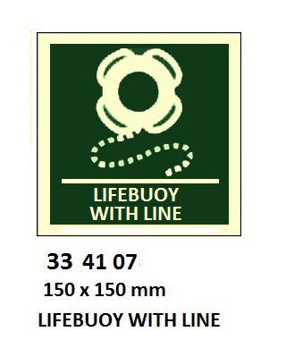 334107-SAFETY SIGN LIFEBUOY WITH LINE, 150X150MM (IMO)