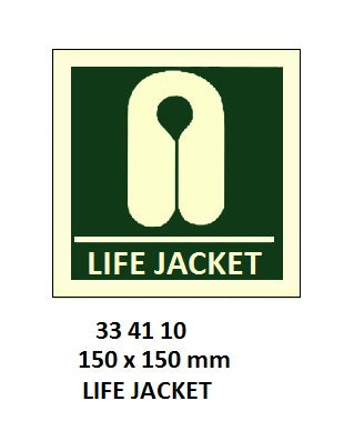 334110-SAFETY SIGN LIFEJACKET, 150X150MM
