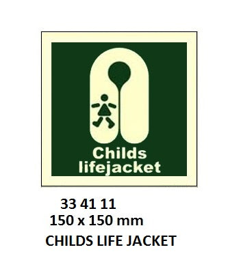334111-SAFETY SIGN CHILDS LIFEJACKET, 150X150MM