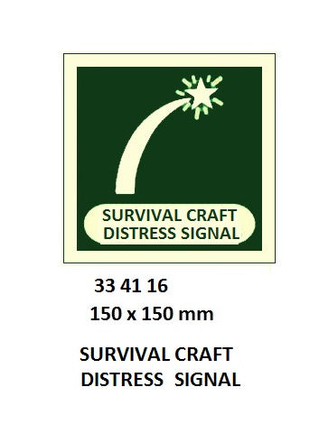 334116-SAFETY SIGN SURVIVAL CRAFT, DISTRESS SIGNAL 150X150MM IMO