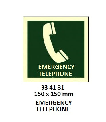 334131-SAFETY SIGN EMERGENCY, TELEPHONE 150X150MM