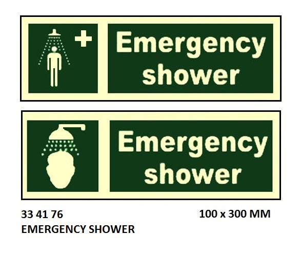 334176-SAFETY SIGN EMERGENCY SHOWER, 100X300MM