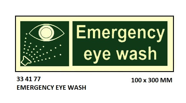 334177-SAFETY SIGN EMERGENCY EYE WASH, 100X300MM