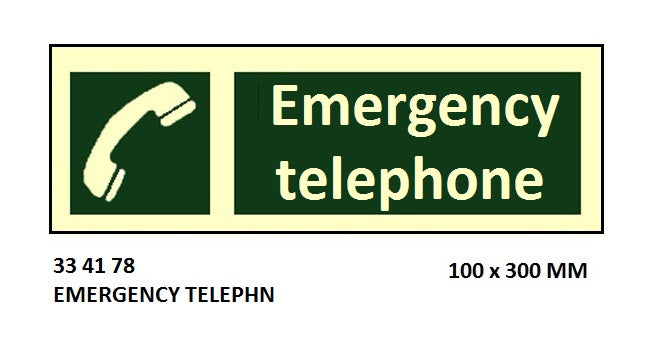334178-SAFETY SIGN EMERGENCY TELEPHN, 100X300MM