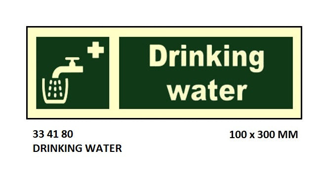 334180-SAFETY SIGN DRINKING WATER, 100X300MM