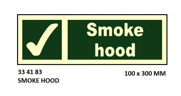 334183-SAFETY SIGN SMOKE HOOD, 100X300MM
