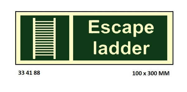 Exscape Ladder Sign 334188-SAFETY SIGN ESCAPE LADDER, 100X300MM