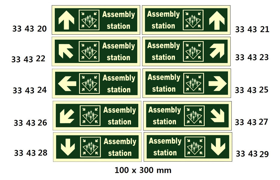 334321-DIRECTION SIGN ASSEMBLY, STATION/ARROW UP 100X300MM