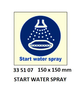 335107-SAFETY SIGN START WATER SPRAY, 150X150MM