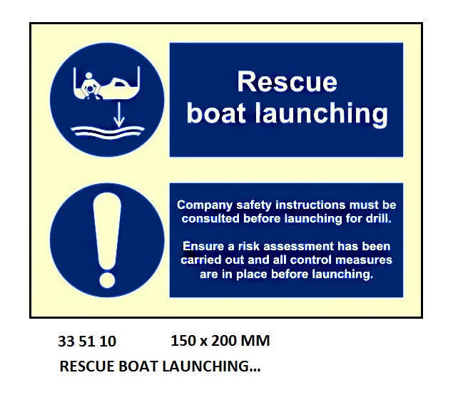 335110-SAFETY SIGN LSA RESCUE BOAT, LAUNCHING 150X200MM