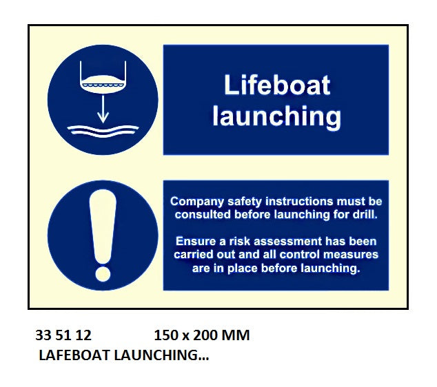 335112-SAFETY SIGN LSA LIFEBOAT, LAUNCHING 150X200MM