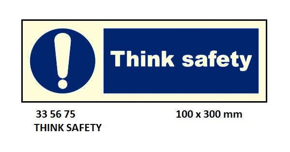 335675-SIGN WHITE VINYL SELF ADHESIVE, #5675 100X300MM THINK SAFETY