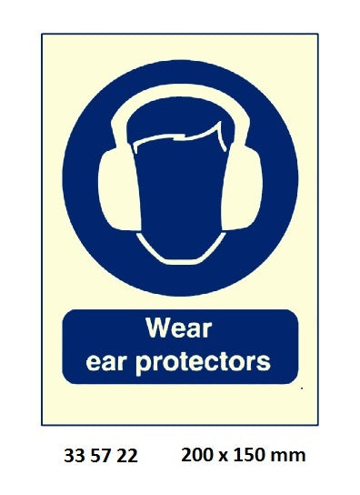 335722-SIGN WHITE VINYL SELF ADHESIVE, 5722 200X150MM WEAR EAR PROTEC