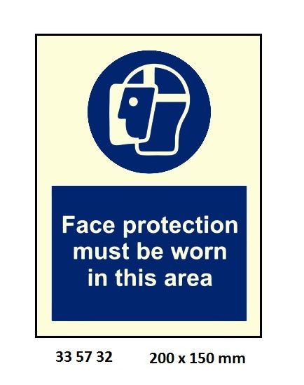 335732-MANDATORY SIGN FACE PROTECTION, MUST BE WORN 200X150MM