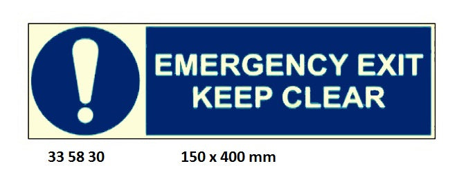 335830-MANDATORY SIGN EMERGENCY EXIT, KEEP CLEAR 150X500MM