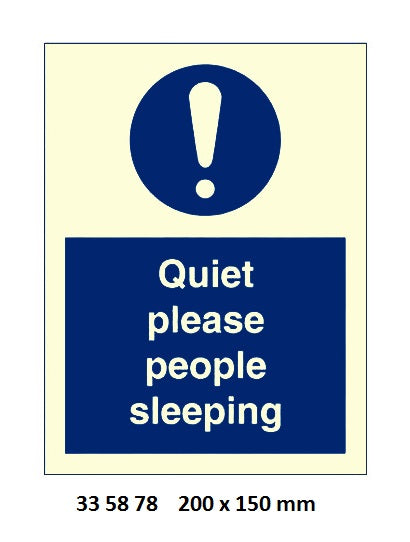 335878-SIGN ACCOMMODATION QUIET PLS, PEOPLE SLEEPING 5878 200X150MM