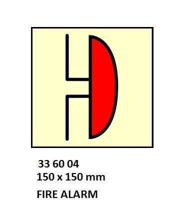 336004-FIRE CONTROL SIGN BELL, FIRE, ALARM 150X150MM