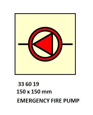 336019-FIRE CONTROL SIGN EMERGENCT, FIRE PUMP 150X150MM