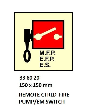 336020-FIRE CONTROL SIGN REMOTE CTRLD, FIRE PUMP/EM SWITCH 150X150MM