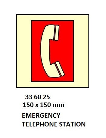 336025-FIRE CONTROL SIGN EMERGENCY, TELEPHONE STATION 150X150MM