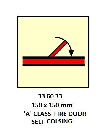 336033-FIRE CONTROL SIGN ?A? CLASS, FIRE DOOR SELFCOLSING150X150MM