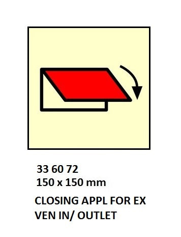 336072-FIRE CONTROL SIGN CLOSING APPL, FOR EX VEN IN/OUTLET 150X150MM