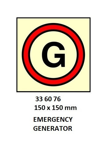 336076-FIRE CONTROL SIGN EMERGENCY, GENERATOR 150X150MM