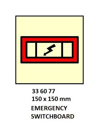 336077-FIRE CONTROL SIGN EMERGENCY, SWITCHBOARD 150X150MM
