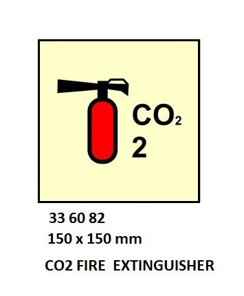 336082-FIRE CONTROL SIGN CO2 FIRE, EXTINGUISHER 150X150MM