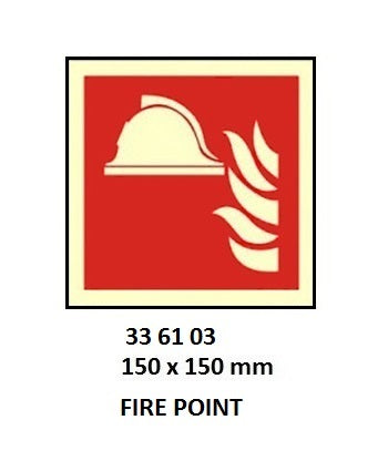 336103-FIRE EQUIPMENT SIGN (RED) FIRE, POINT 150X150MM