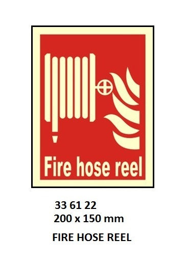 336122-FIRE EQUIPMENT SIGN (RED) FIRE, HOSE REEL 200X150MM