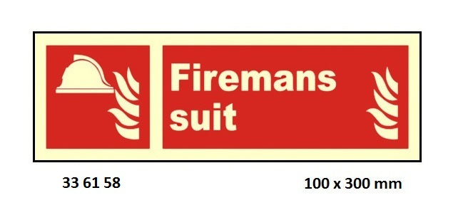 336158-FIRE EQUIPMENT SIGN (RED), FIREMANS SUIT 100X300MM