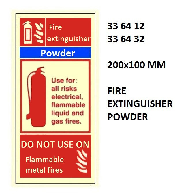 336432-FIRE EQUIPMENT SIGN POWDER, FIRE EXTINGUISHER 200X100MM