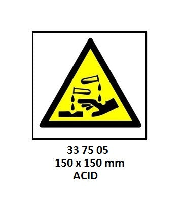 337505-SIGN WHITE VINYL SELF ADHESIVE, #7505 150X150MM DANGER ACID