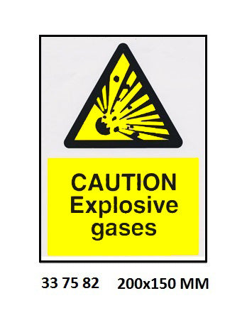 337582-SIGN WHITE VINYL SELF ADHESIVE, 7582 200X150MM CAUTION EXP GAS