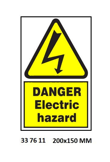 337611-SIGN WHITE VINYL SELF ADHESIVE, 7611 200X150MM DANGER ELEC HAZ